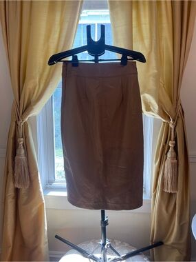 Elie Tahari Tan Brown Vegan Faux Leather Pencil Skirt